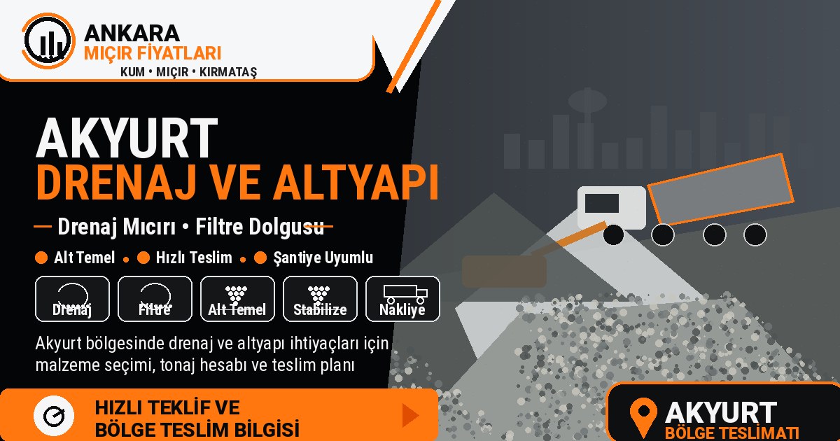 Ankara drenaj ve altyapı malzemeleri, iri mıcır ve su tahliye hattı görseli