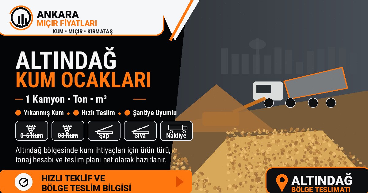 Altındağ Ankara Kum Ocakları Fiyatı, Kamyon ve Ton Teklifi Altındağ Ankara Kum Ocakları Fiyatı, Kamyon ve Ton Teklifi