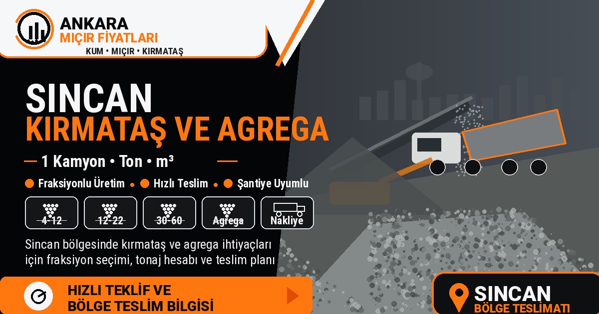 Sincan Ankara Kırmataş ve Agrega Fiyatı, Kamyon ve Ton Teklifi Sincan Ankara Kırmataş ve Agrega Fiyatı, Kamyon ve Ton Teklifi